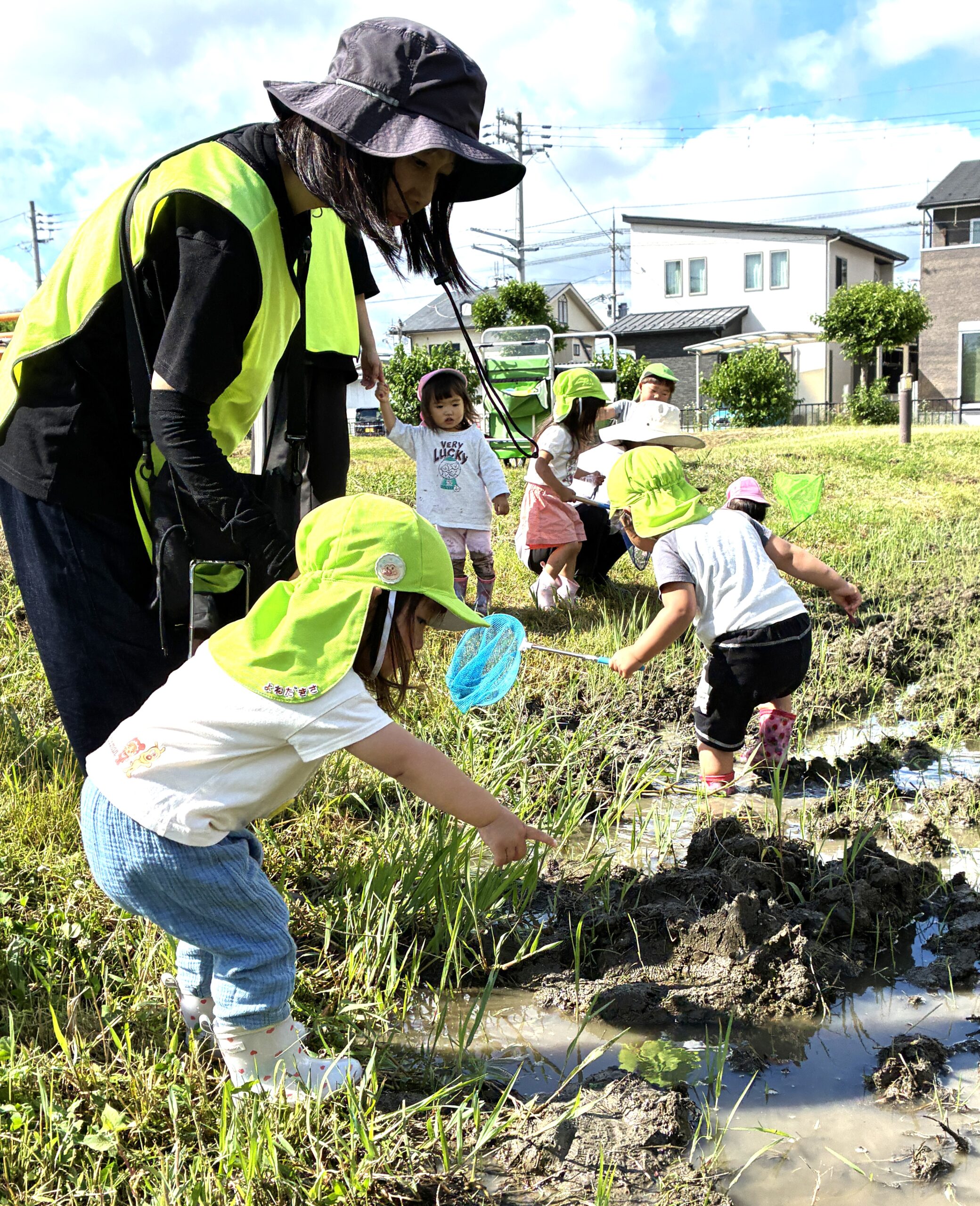 雨上がりの泥んこアート！「ほらっ！見てみて！カエルがいるよ！」